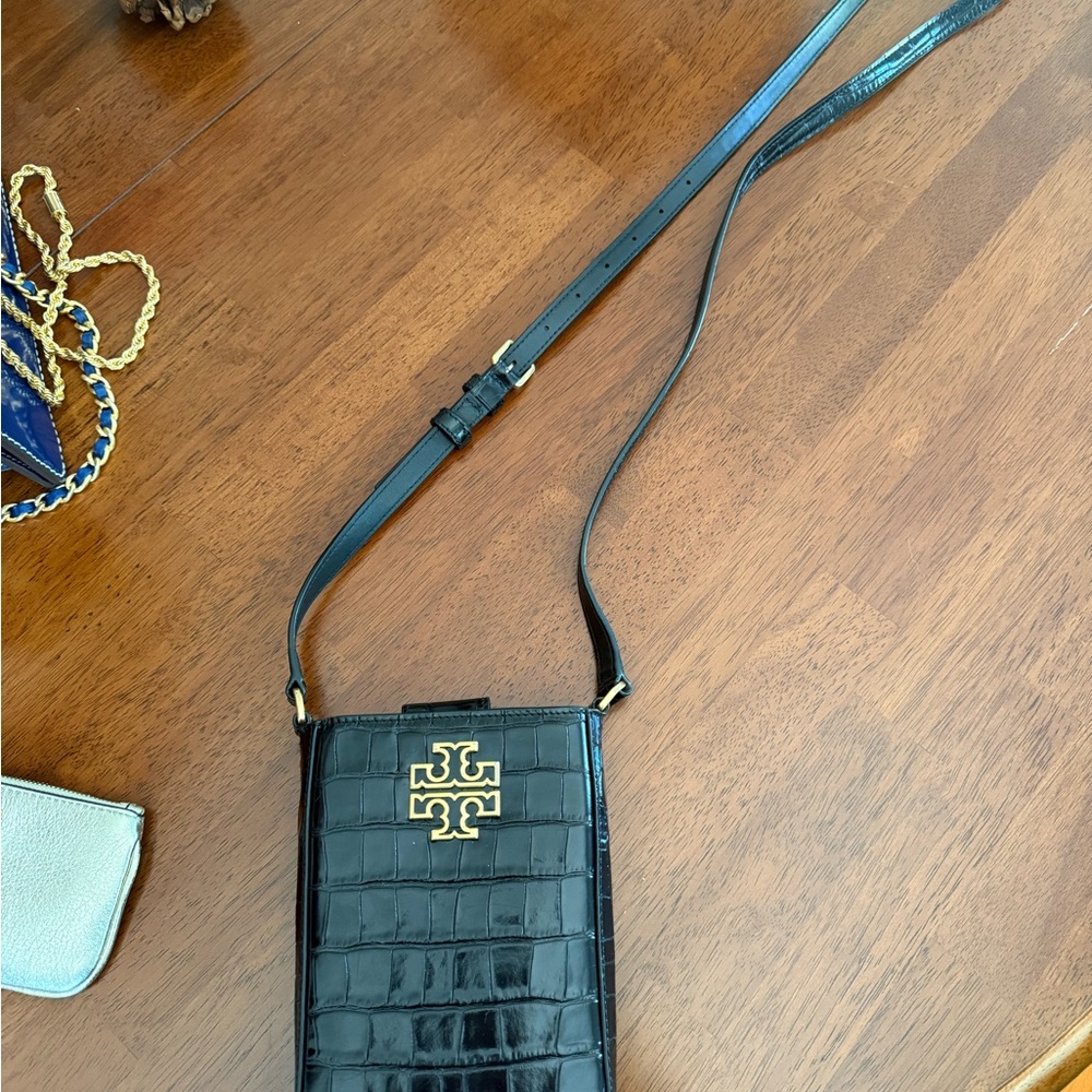Tory Burch Black Croc-Embossed Crossbody